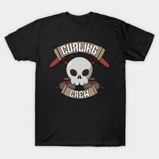 Curling crew Jolly Roger pirate flag T-Shirt